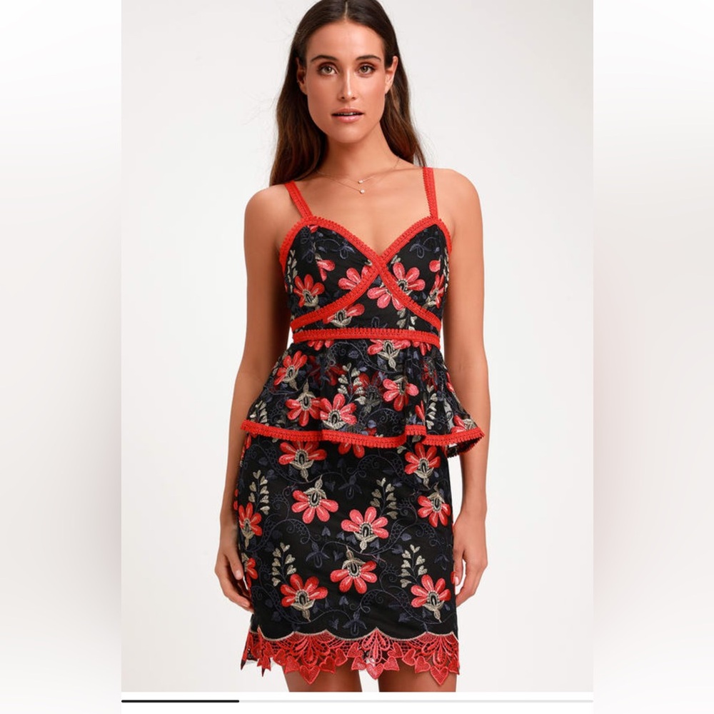 Lulu's Black Dress with Red Trim